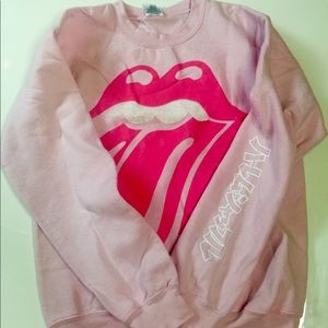 pink rolling stones sweatshirt